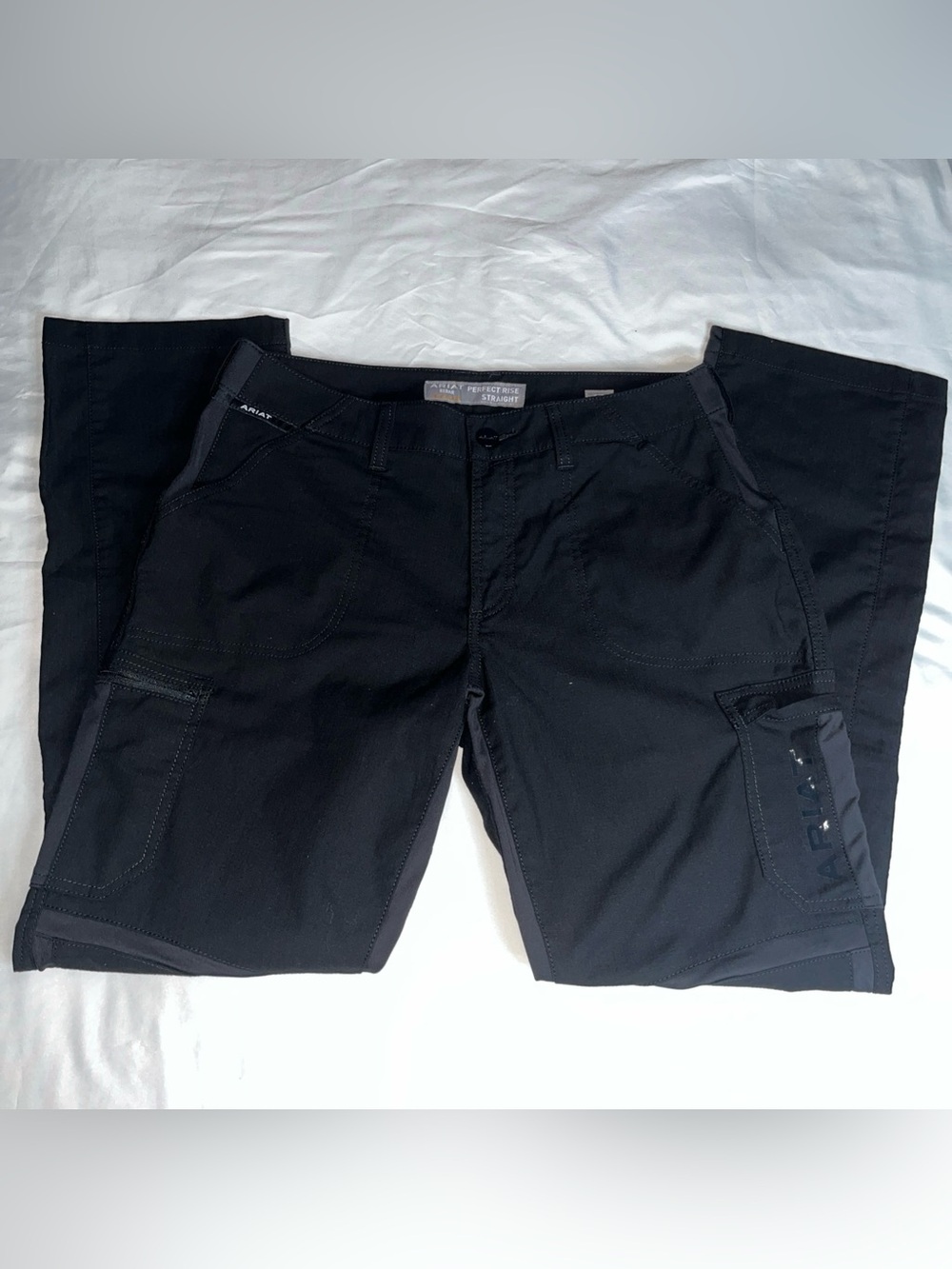 Ariat Pants Perfect Rise Straight leg Womens 30 R Rebar Ripstop Cargo Black